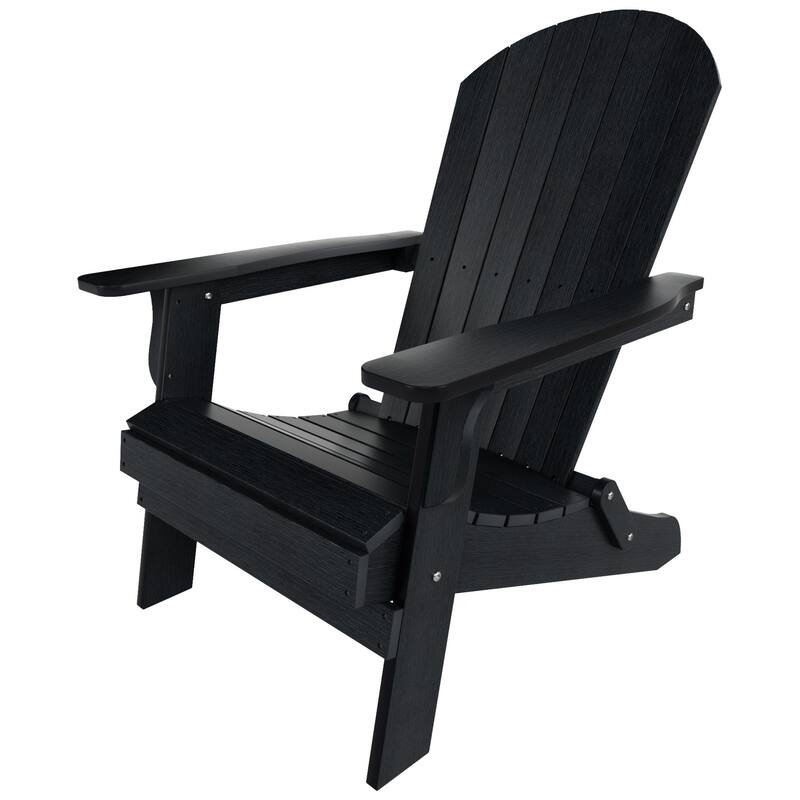 Vineyard HIPS Outdoor Folding Eco-Friendly All Weather Seashell Adirondack Chair with Side Table (2-Piece Set)