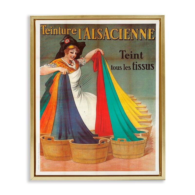 Stupell Vintage Teinture L'Alsacienne Framed Floater Canvas Wall Art Design By Marcus Jules - 25 x 31 - Gold