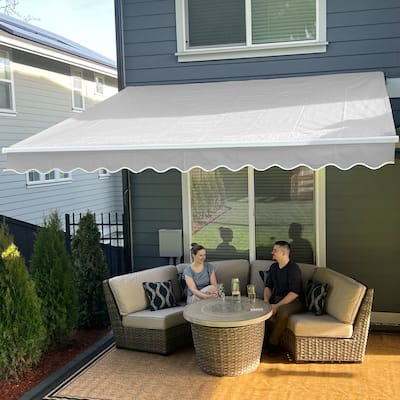 ALEKO Motorized Retractable 16 x 10 feet Home Patio Awning Sunshade Silver Gray