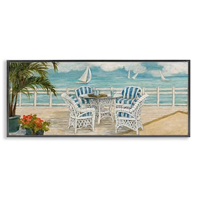 Stupell Summer Beach View Deck Framed Giclee Art Design By Charlene Olson