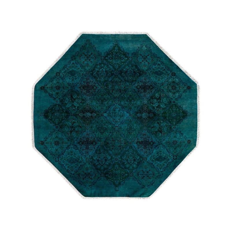 Contemporary Overdyed Wool Hand Knotted Octagon Area Rug - 6' 4" x 6' 4"