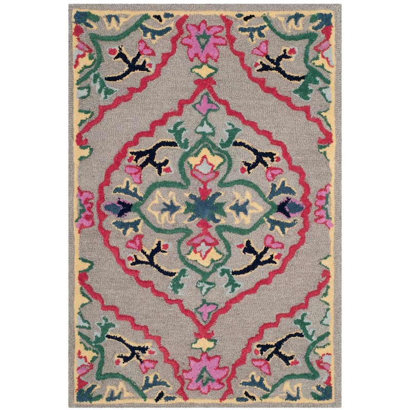 SAFAVIEH Handmade Bellagio Junie Medallion Wool Rug - 2' x 3' - Dark Grey/Multi - Rectangle