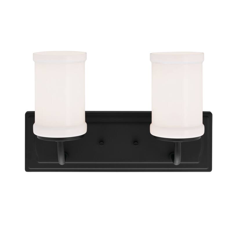 Kichler Lighting Vetivene 15 inch 2-Light Vanity Light Textured Black with Opal Glass