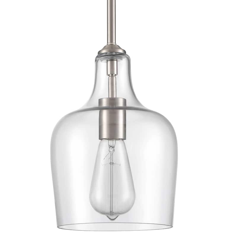 Rieti Modern Rod-Hung Pendant Light w/ Clear Glass Shade, 1-Light