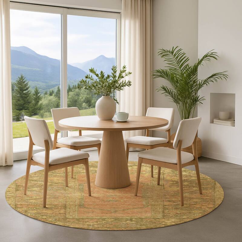 Premium Washable Super Soft Traditional Global Mayfield Rug - Coral - 8' x 8'