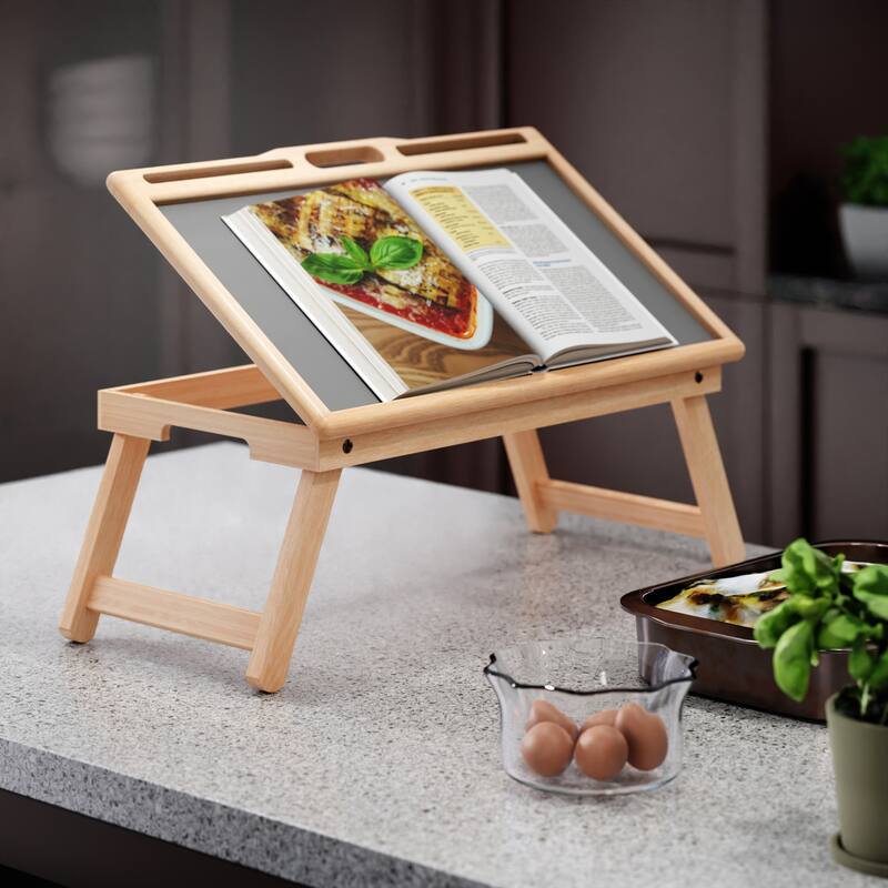 Arlo Breakfast Tray with Flip Top Gray and Natural Finish