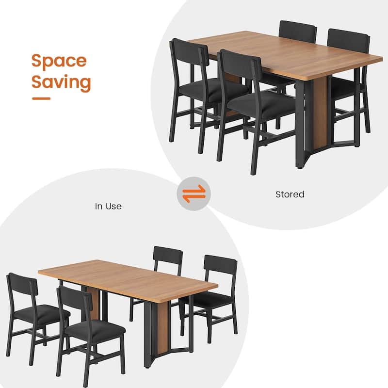 Dining Table Set 6 People Extendable Kitchen Table 4 Chairs