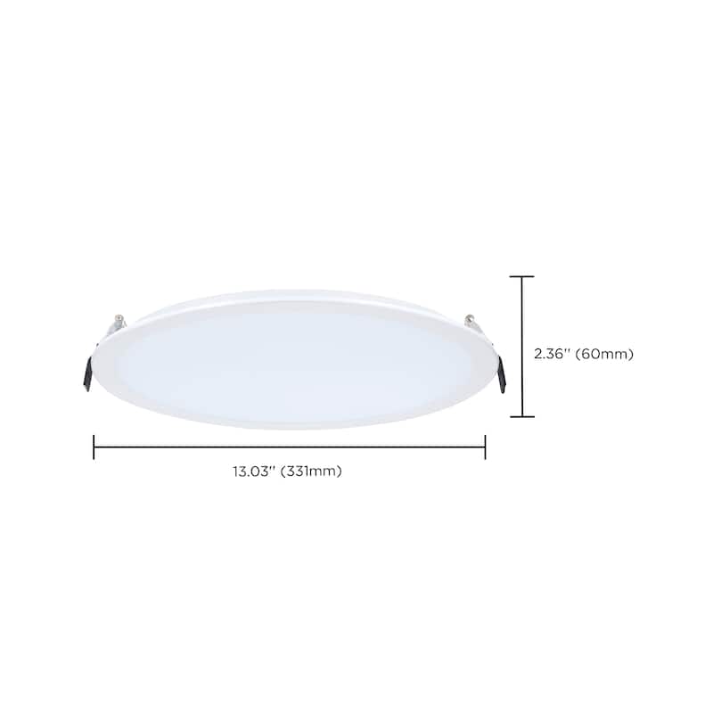 38 Watt 12 Inch LED Direct Wire Downlight Remote Driver CCT Selectable Round White