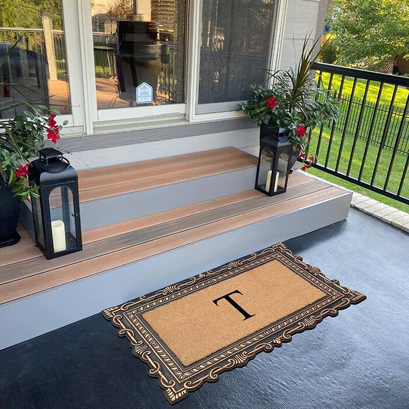 A1HC First Impression Carson Rubber and Coir 24" X 36", Heavy Duty, Easy to Clean Outdoor Monogrammed Doormat