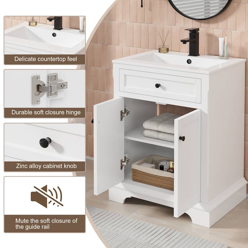Retro Bathroom Vanity W/ Drop in Sink Combo Cabinet Set