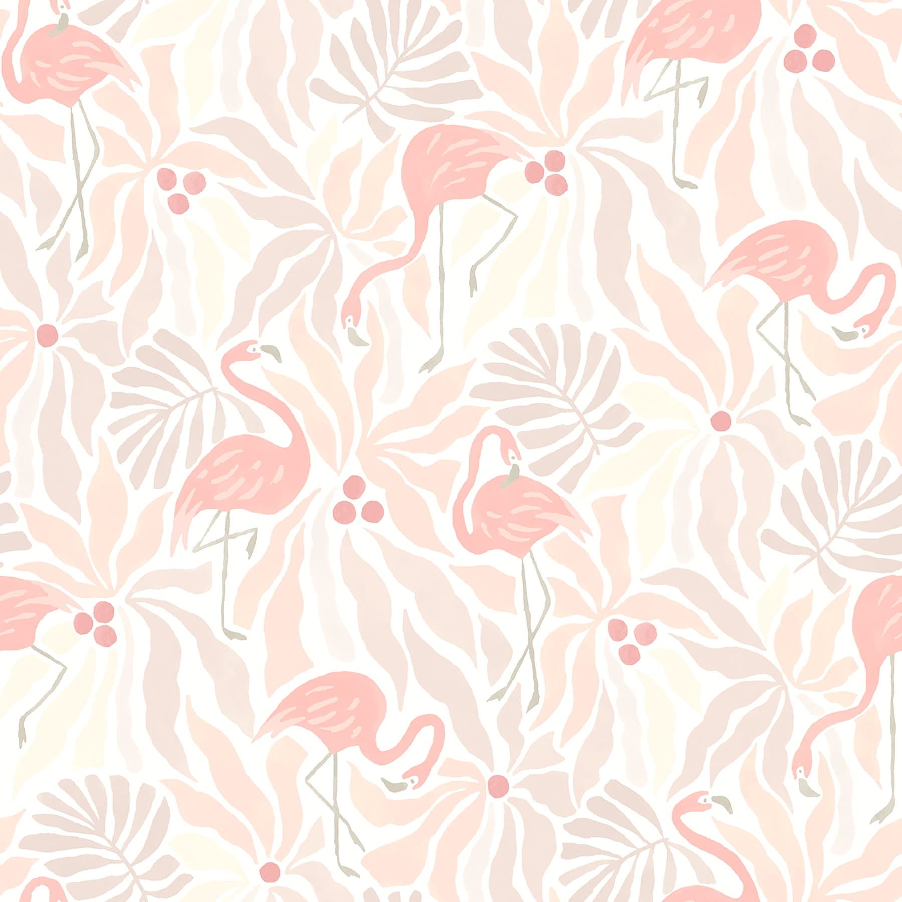 WallPops Flamingo Fun Pink and Taupe Peel and Stick Wallpaper