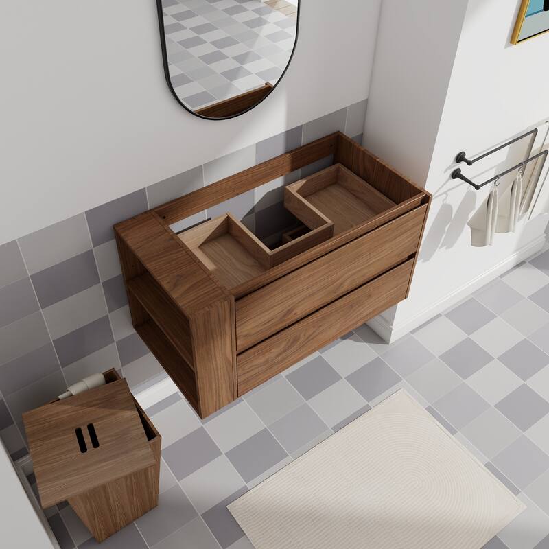 36"Wall Mounting Bathroom Vanity, Soft Close Drawer(Only Vanity, Without Basin)