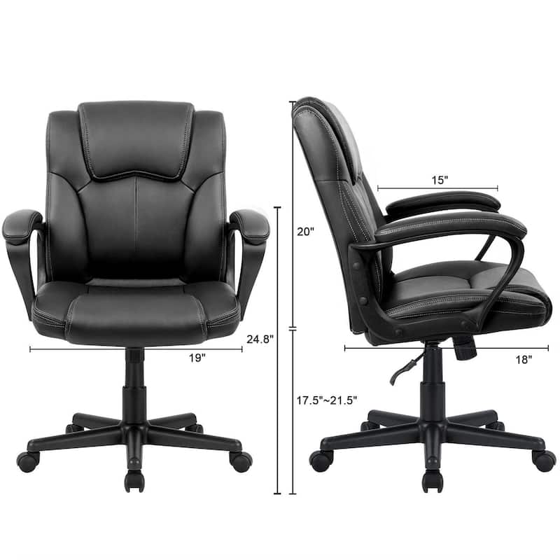 Homall Brown Executive Chair High-Level PU Leather Thick Padded Ergonomic Chair Mid Back Office and Commercial Chair