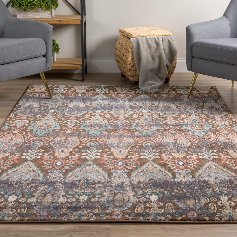 Addison Thurston Distressed Ikat Blue 9'6" x 13'2" Area Rug