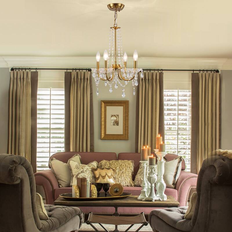4-Light Candle Style Chandelier, Classic Crystal Chandelier, Traditional Chandelier with Crystal Accents for Living Room Bedroom