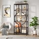 preview thumbnail 9 of 23, 70.9"H x 27.6"W Industrial Geometric Bookcase, 6-Tier Tall Bookshelf, Wood Display Shelf Storage Shelves