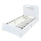 preview thumbnail 7 of 13, Bookcase Bed Twin Size Platform Bed Frame Solid Wood Storage Bed with LED Light Strip and Headboard 2 Drawers - White