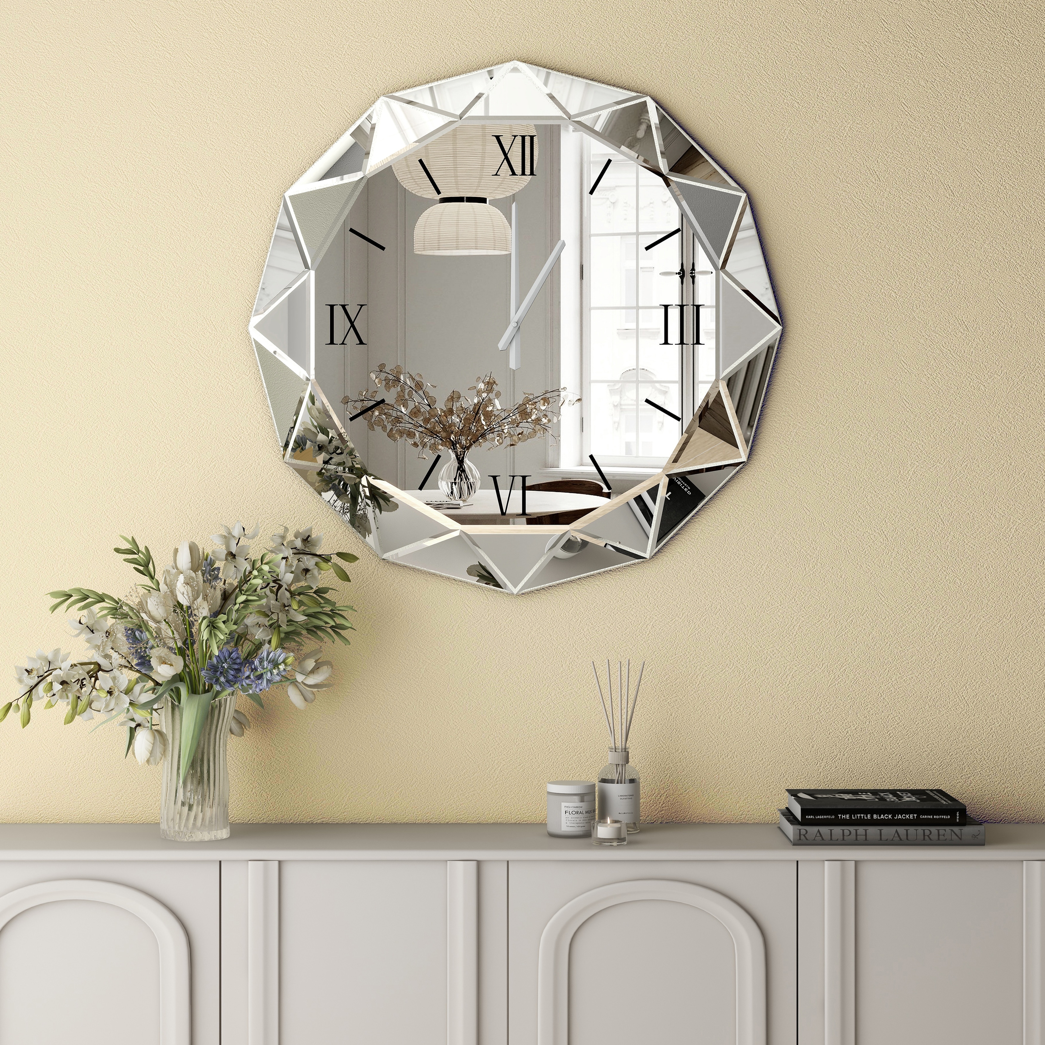 Glass Mirrored Wall Clock - 24"×24"