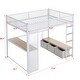 preview thumbnail 22 of 32, Metal Space-saving Gaming Loft Bed with LED, Desk, Open Wardrobe and 3 Linen Storage Drawers, Full Size