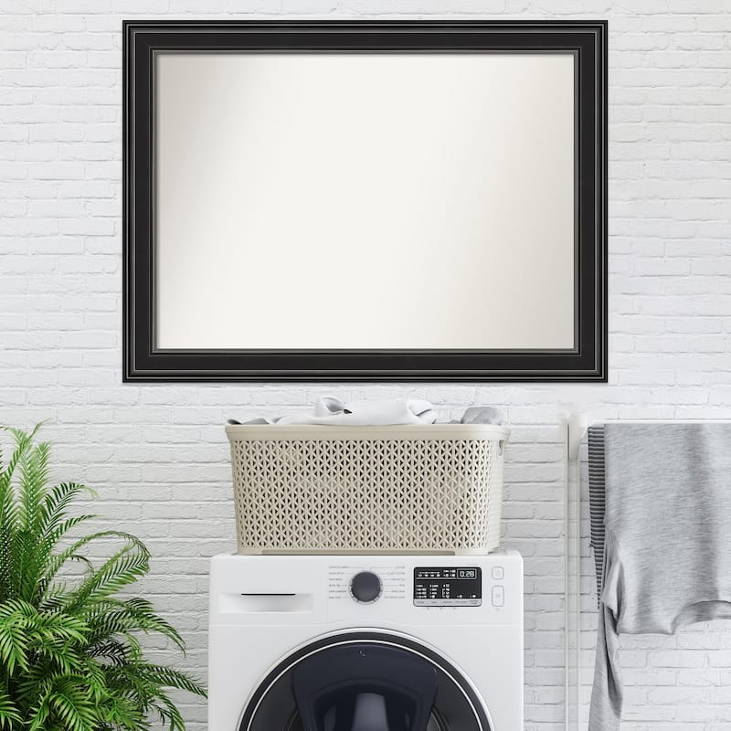 Non-Beveled Wall Mirror - Ridge Black Frame