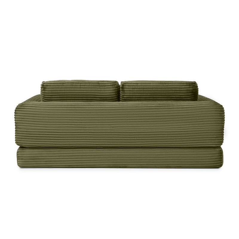 Minimalist Sofa Bed Sleeper Sofa Couch with 2 Pillows, Green 3-Seater Sofa Couch with Armrests for Living Room