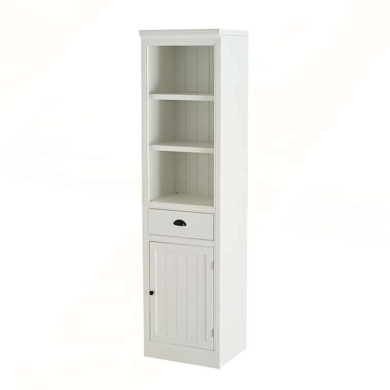 75IN Tall Retro Style Display Shelf with Cabinet