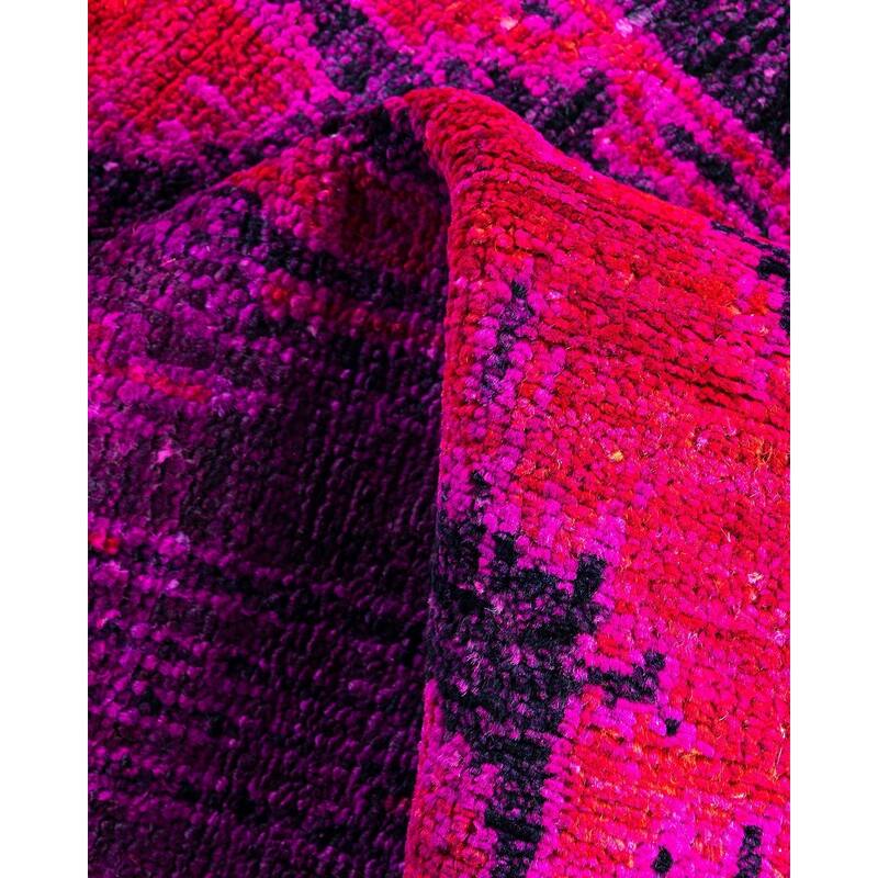 Modern One-of-a-Kind Hand-Knotted Area Rug - Purple, 4' 2" x 5' 10" - 4' 2" x 5' 10"
