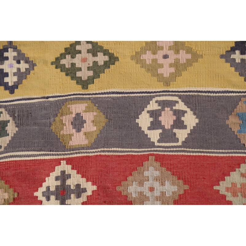 Vegetable Dye Tribal Kilim Qashqai Persian Rug Antique Wool Carpet - 5'1"x 9'7"
