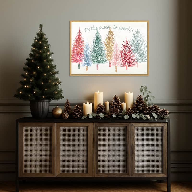 Holiday Sparkle I by Dina June Framed Canvas Wall Art Print - Sylvie Bright Gold