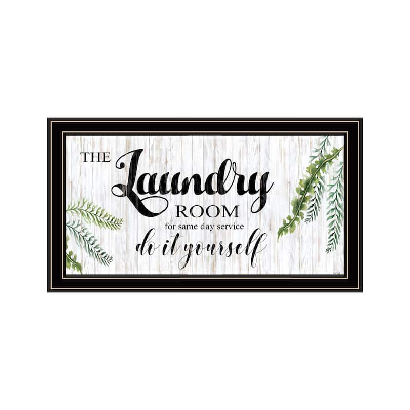 TrendyDecor4U Contemporary "The Laundry Room-Same Day Service" Framed Print Wall Art - Black