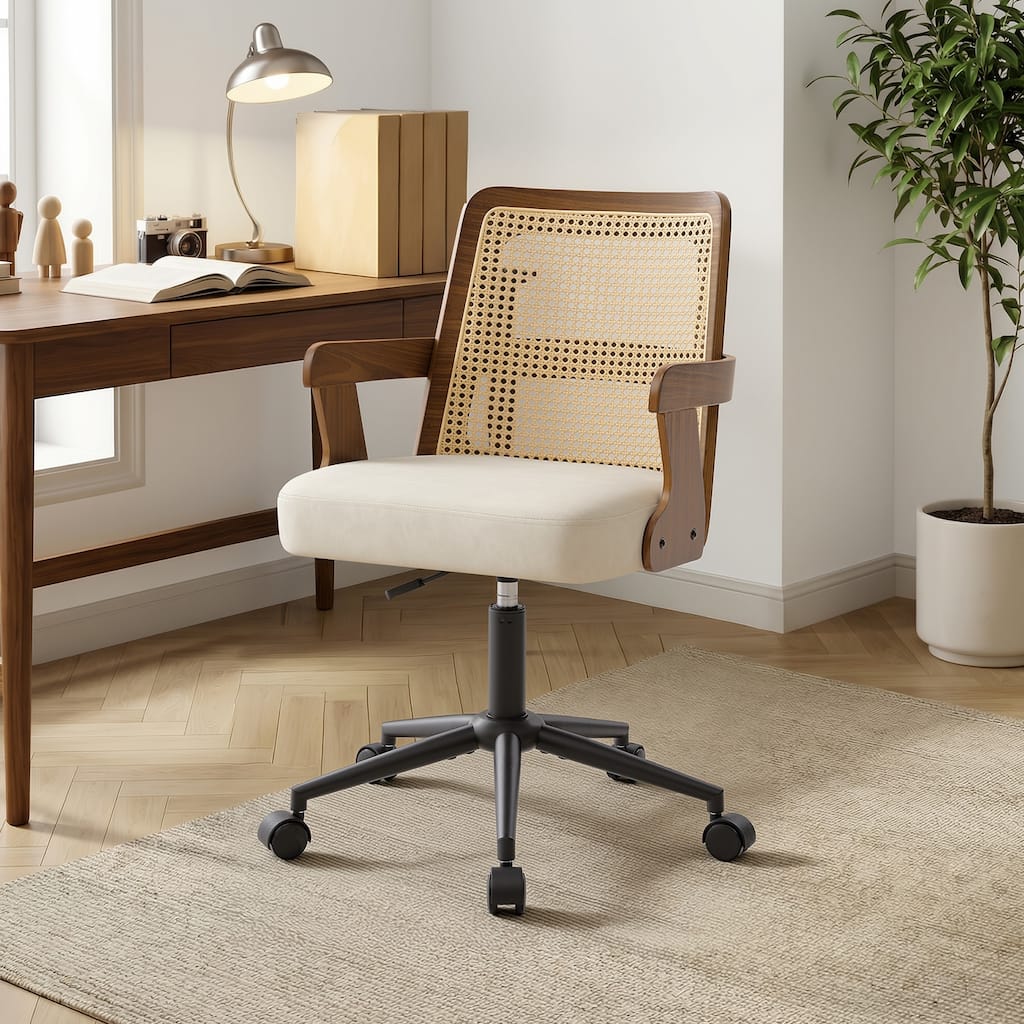 Swivel Home Office Chair Adjustable Height Desk Chair with Wheels and Armrests - 32.7"-36.6"H x 19.9"W x 22.8"D