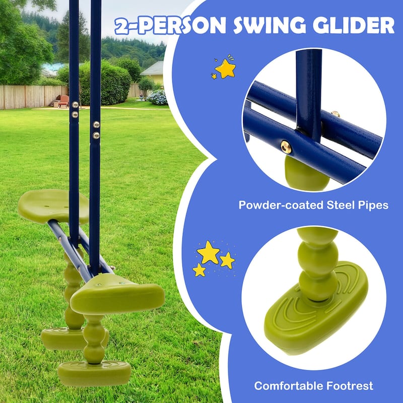 Gymax 440 lbs Swing Set 3-in-1 Kids Swing Stand w/ Swing Gym Rings