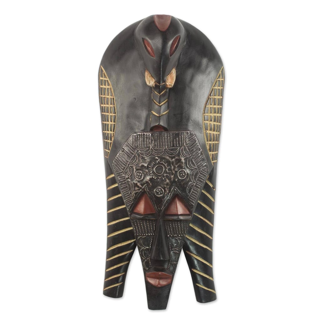 Handmade Elephant Glory African wood mask (Ghana)