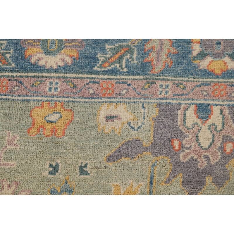 Sage Green Oushak Oriental Accent Rug Handmade Wool Carpet - 4'1" x 6'0"