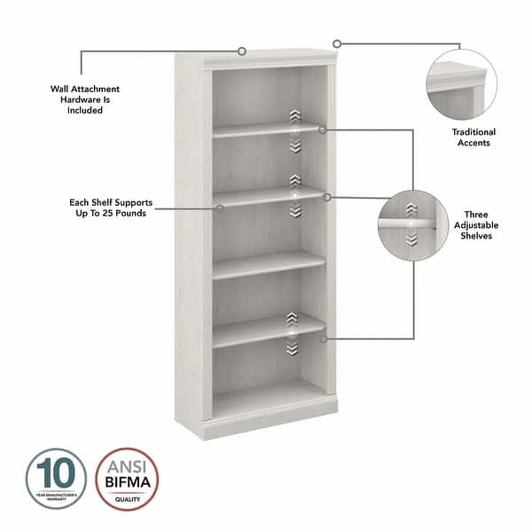 dimension image slide 1 of 3, Saratoga Tall 5 Shelf Bookcase - Set of 2 by Bush Furniture
