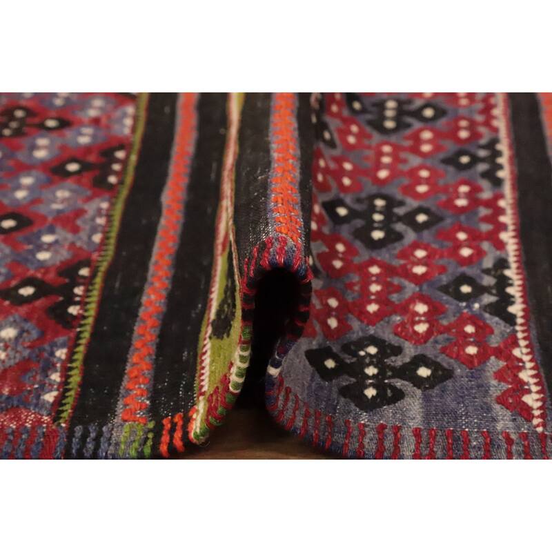 Hand Woven Oriental 100% Wool Carpet Southwestern Tribal Multi-Colored Kilim Area Rug - 9' 8'' X 6' 5''