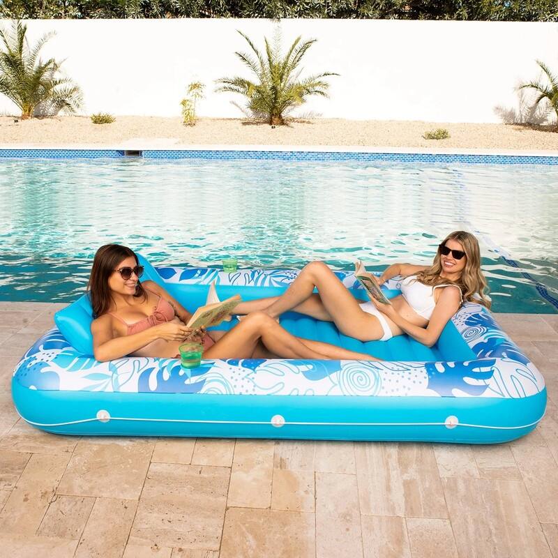 85" x 57" Extra Large Suntan Tub Pool Floats Pool Lounger Float, Bue - 5 x 13 x 15