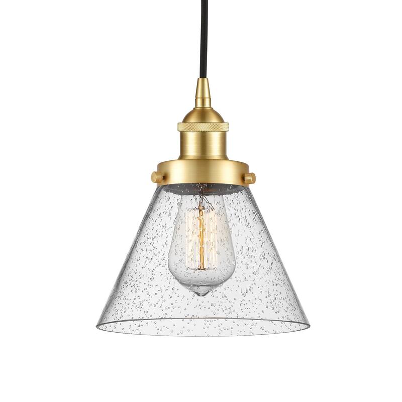 Innovations Lighting 616-1PH-10-8 Cone Pendant Cone 8" Wide Mini - Satin Gold / Seedy