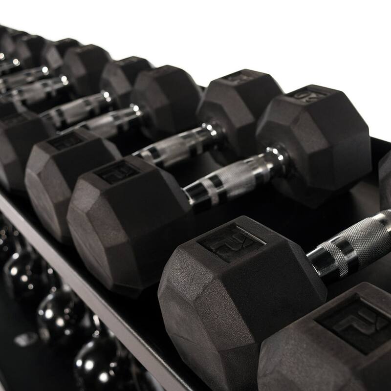 Power Systems Rubber Octagonal Dumbbells Set, Pair of 20, 25, 40 lbs Dumbbell Weights Set