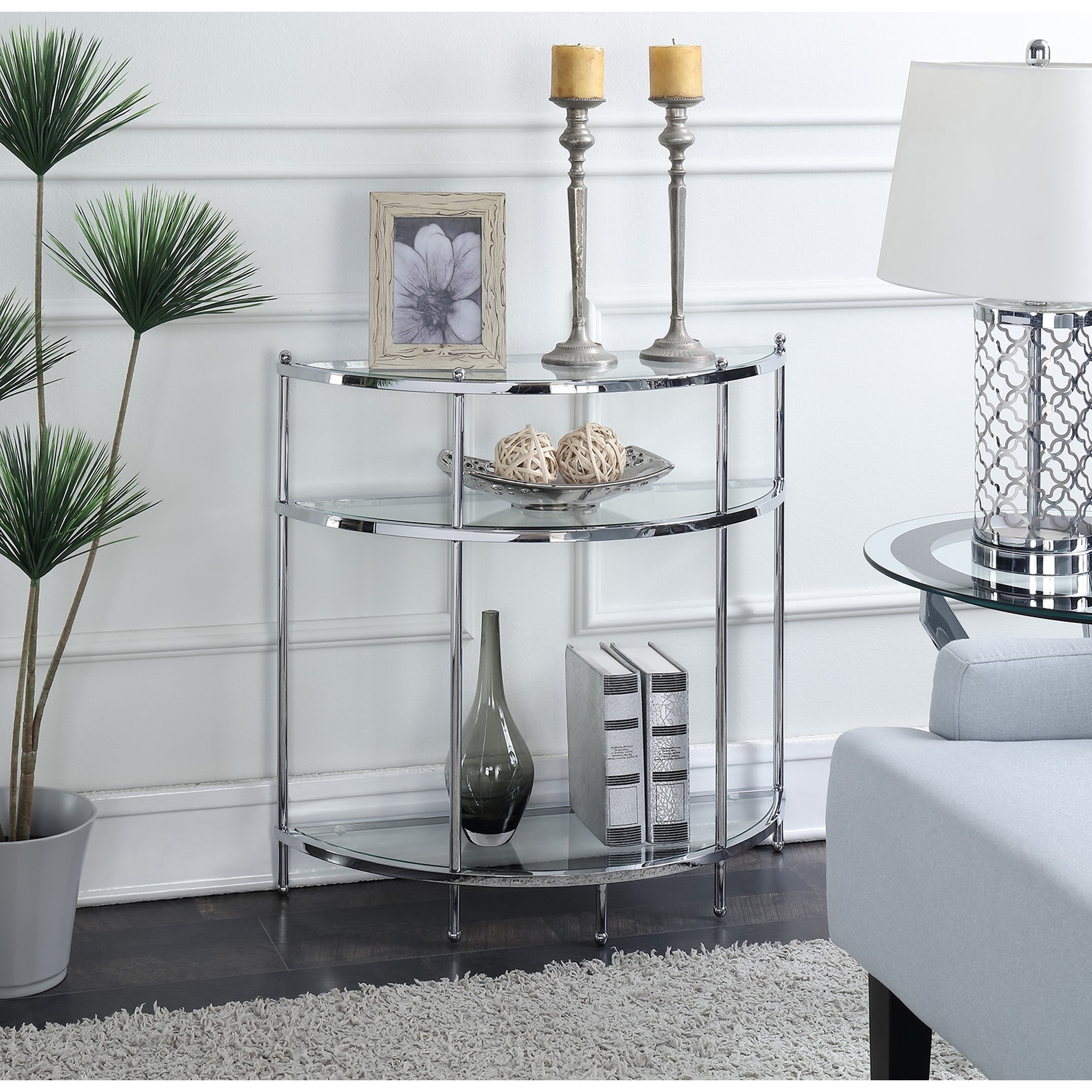 Round glass entryway table shop