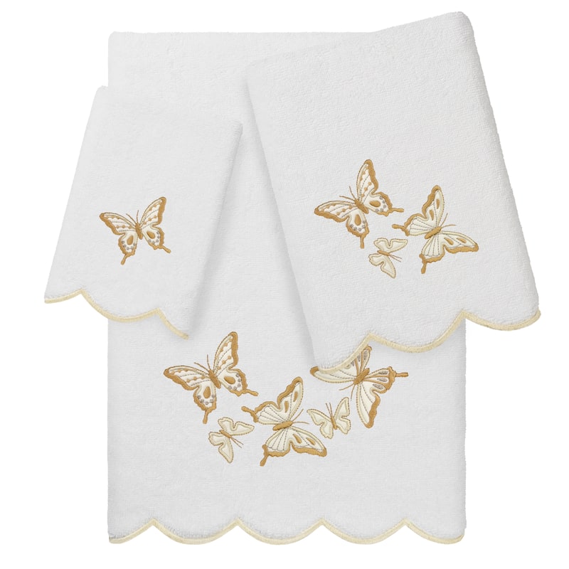 Authentic Hotel and Spa 100% Turkish Cotton BRITNEY Scallop Embellished Towel Collection