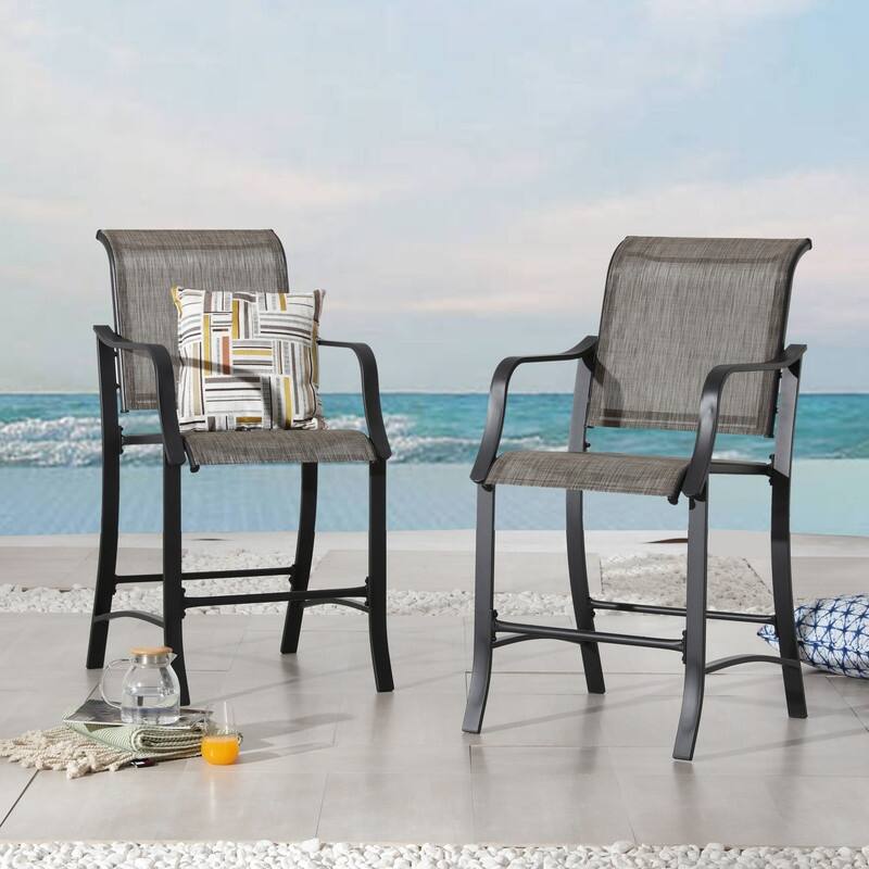 Patio Festival 2-Piece Outdoor Patio Bar Stool Set - Grey