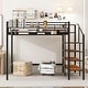 preview thumbnail 3 of 16, Full Size Metal Loft Bed with Storage Ladder and Grid Shelf