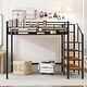 preview thumbnail 14 of 45, Metal Loft Bed with Grid Storage Guardrail and 4-layers Lateral Storage Shelf Ladder - Loft Metal Bed for Bedroom Teens Student