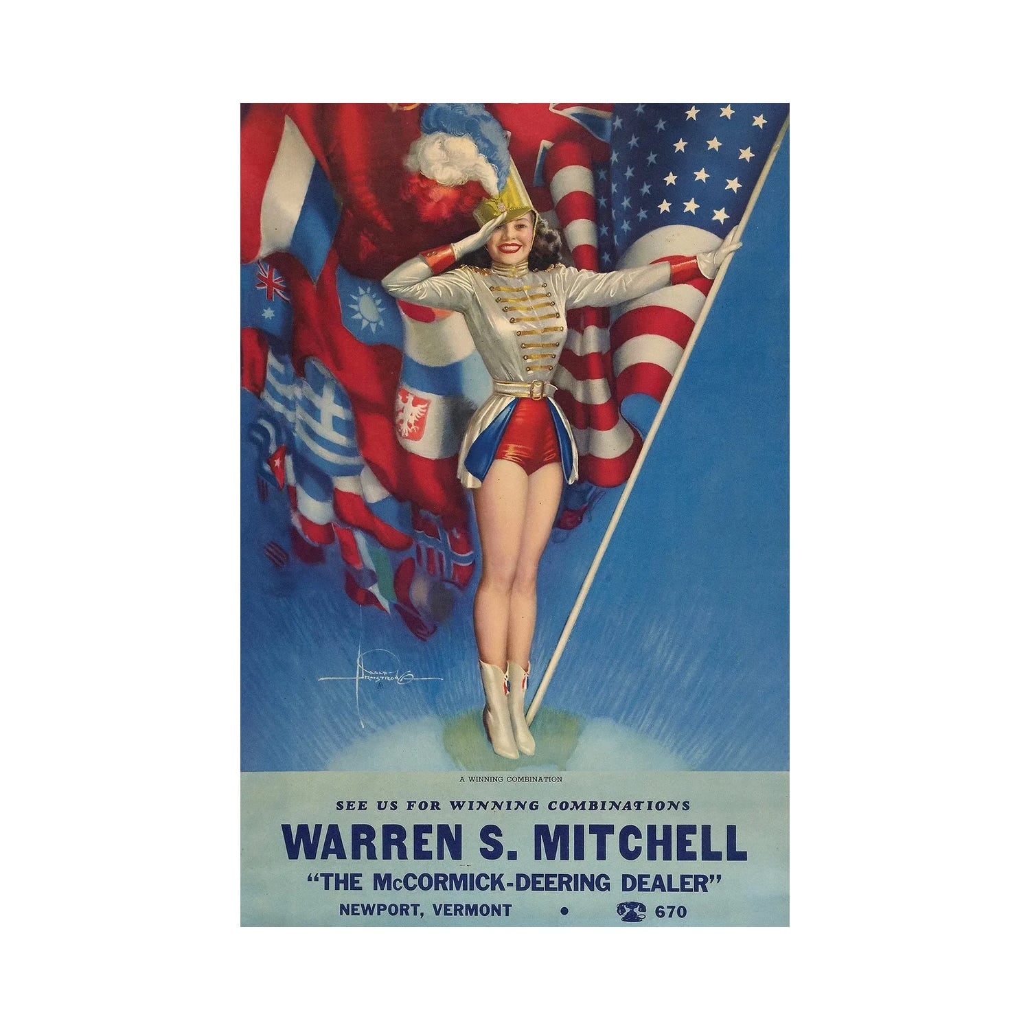 "Rolf Armstrong Pin Up" by Radio Days Canvas Print