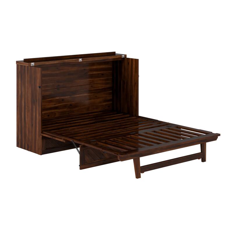 Alpine Murphy Bed Chest with Mattress, Storage Drawer, & Built-in Charger