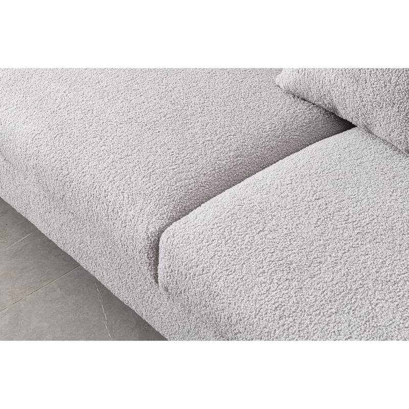 Comfortable Upholstered Sofa with Stylish Golden Legs and Soft Pillows for Living Room