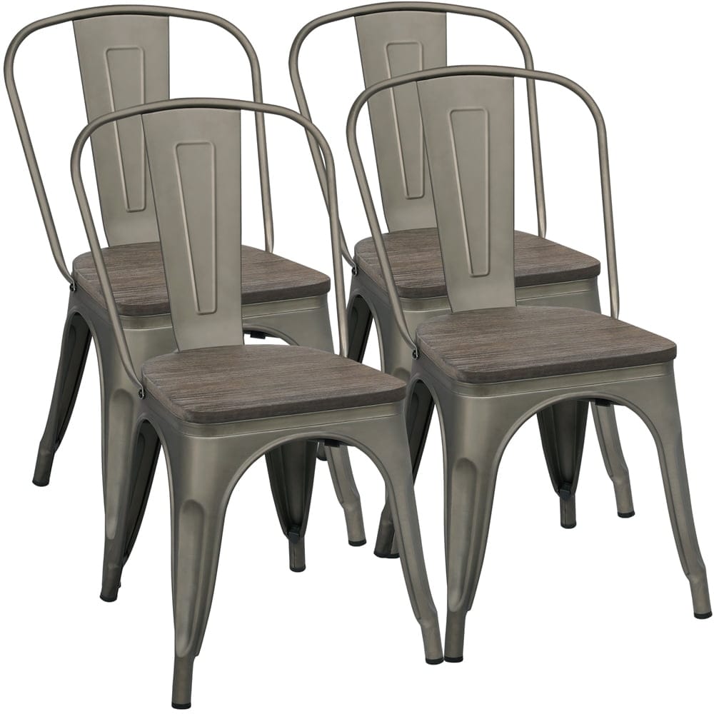 Metal farmhouse chairs outlet with wood seats