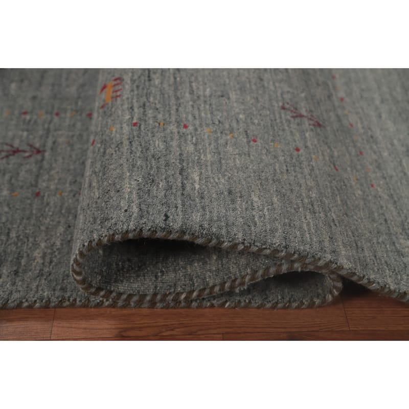 Gray Gabbeh Oriental Area Rug Wool Carpet - 8'0"x 9'8"