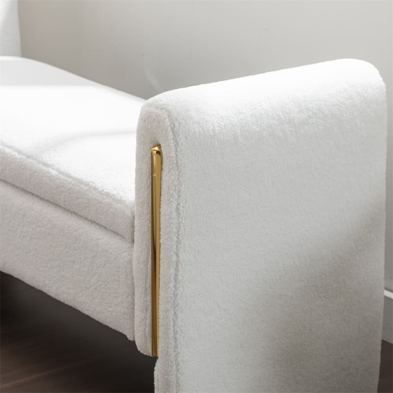 Storage Bench Bedroom Bench With Gold Metal Trim Strip For Living Room
